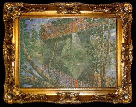 framed  julian alden weir The Red Bridge, ta009-2